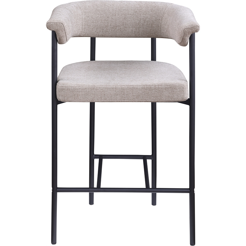 Meridian Furniture Malin Taupe Linen Textured Fabric Counter Stool (Set of 2)