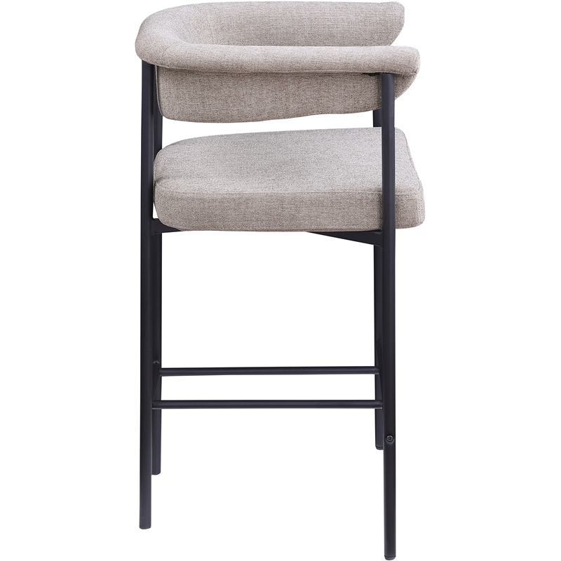 Meridian Furniture Malin Taupe Linen Textured Fabric Counter Stool (Set of 2)