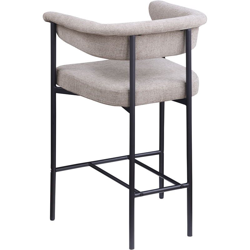 Meridian Furniture Malin Taupe Linen Textured Fabric Counter Stool (Set of 2)