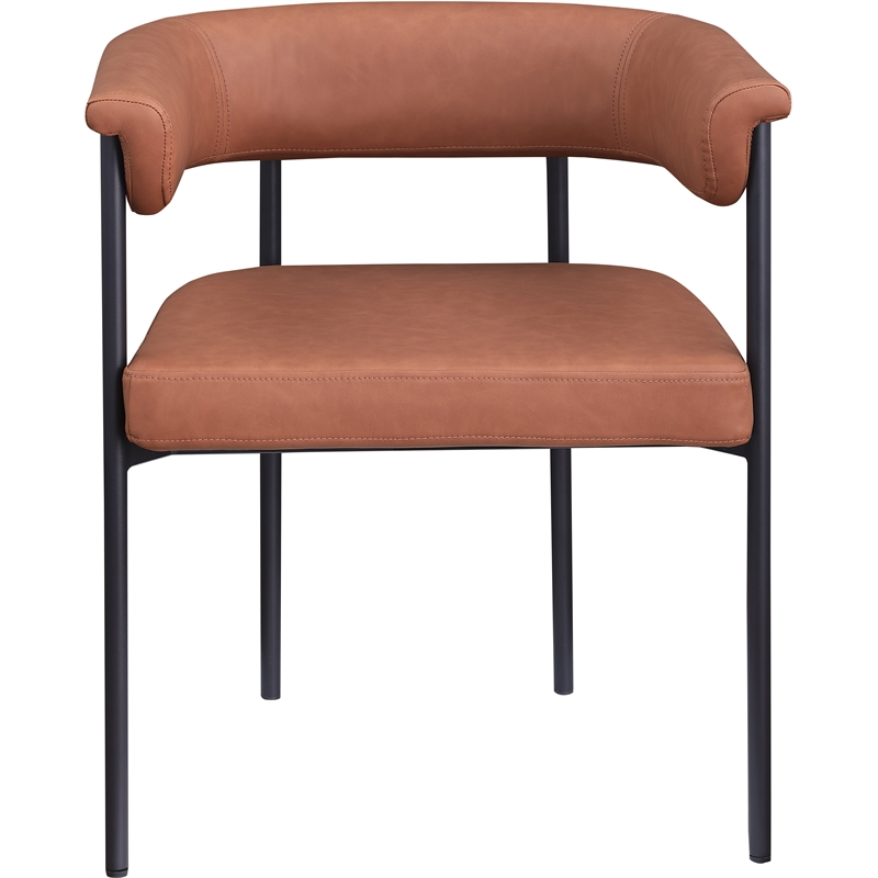 Meridian Furniture Malin Cognac Vegan Leather Dining Chair (Set of 2)
