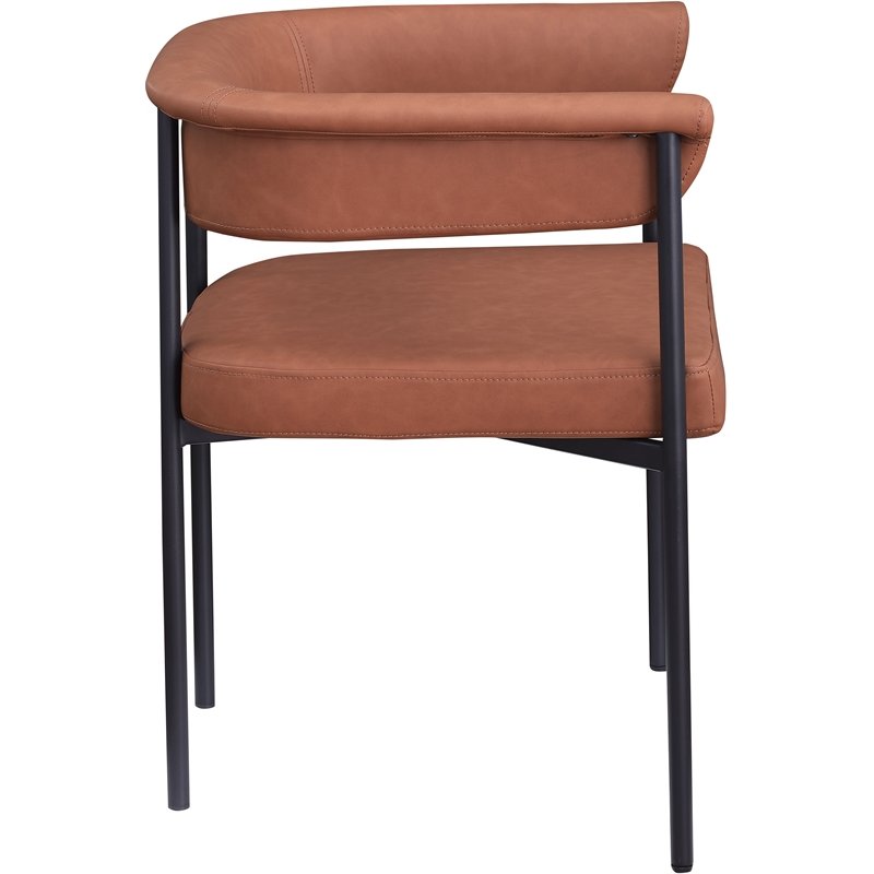 Meridian Furniture Malin Cognac Vegan Leather Dining Chair (Set of 2)