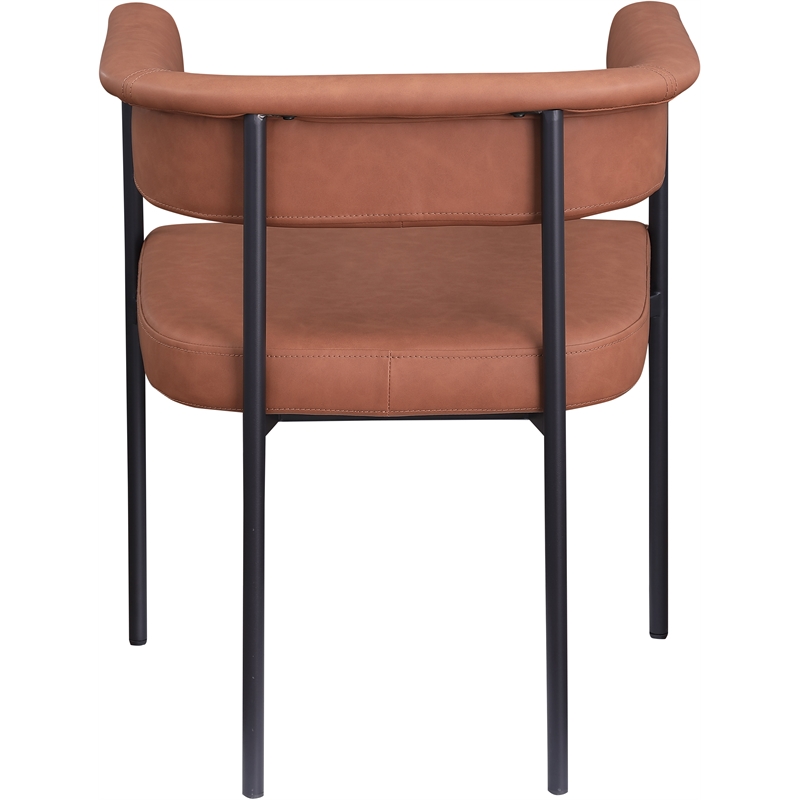 Meridian Furniture Malin Cognac Vegan Leather Dining Chair (Set of 2)