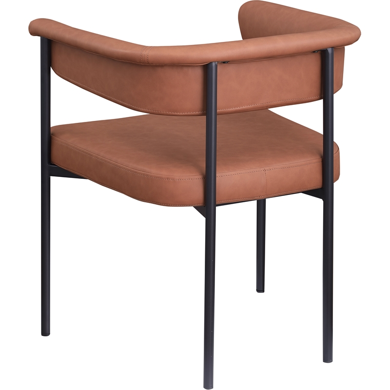Meridian Furniture Malin Cognac Vegan Leather Dining Chair (Set of 2)