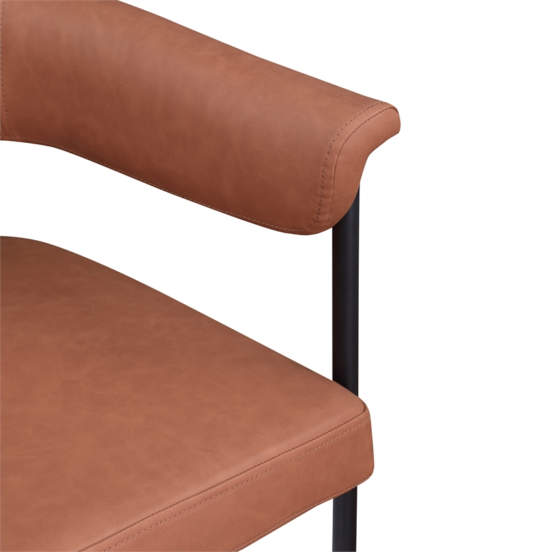 Meridian Furniture Malin Cognac Vegan Leather Dining Chair (Set of 2)