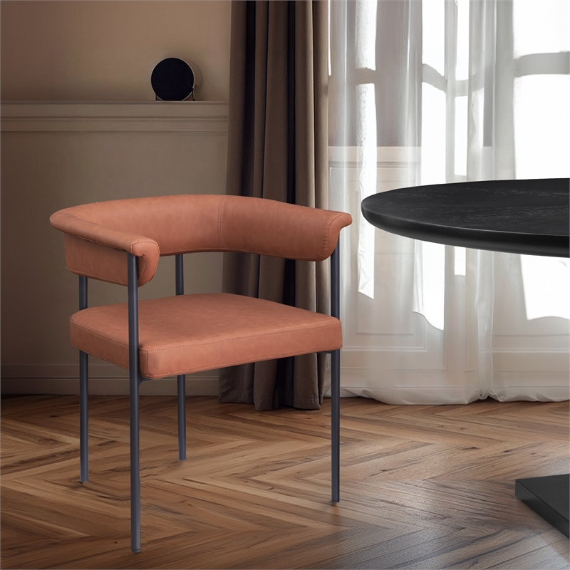 Meridian Furniture Malin Cognac Vegan Leather Dining Chair (Set of 2)