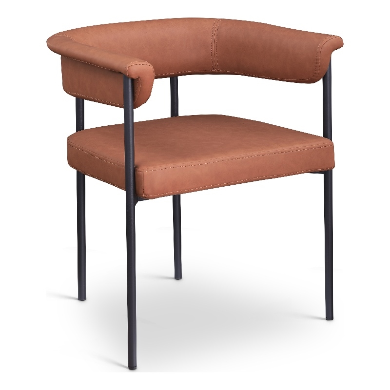 Meridian Furniture Malin Cognac Vegan Leather Dining Chair (Set of 2)