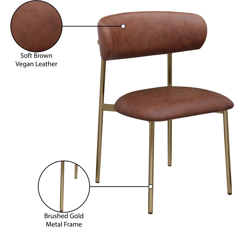 Meridian Furniture Lupita Brown Vegan Leather Dining Chair (Set of 2)