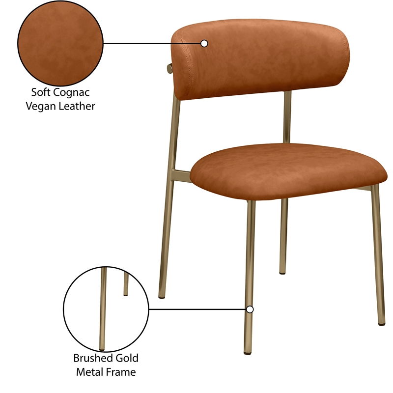 Meridian Furniture Lupita Cognac Vegan Leather Dining Chair (Set of 2)