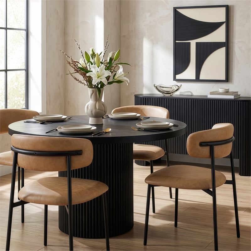 Meridian Furniture Lupita Tan Vegan Leather Dining Chair (Set of 2)