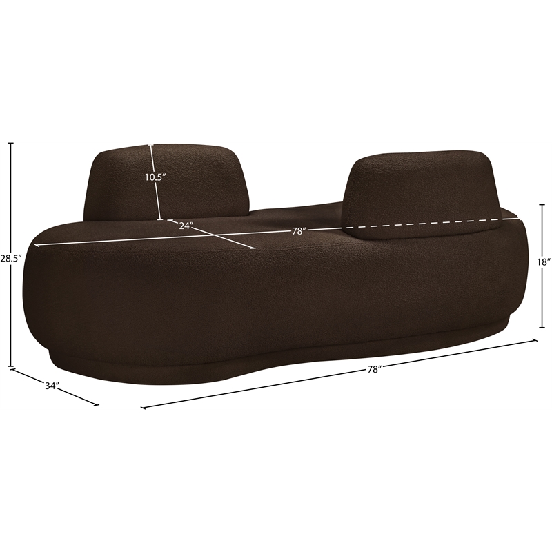 Meridian Furniture Argyle Brown Teddy Fabric Chaise/Loveseat
