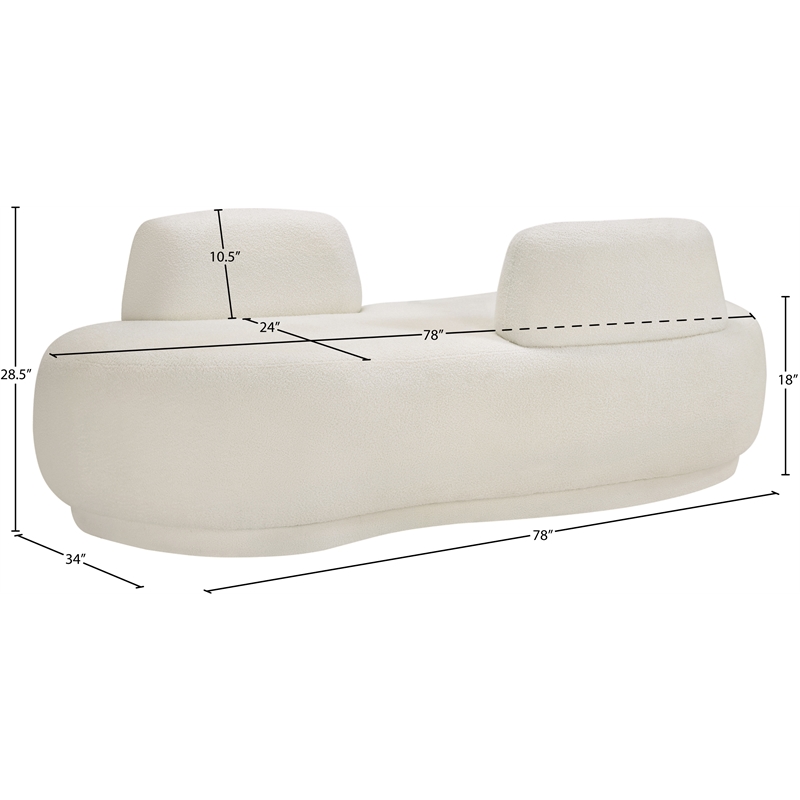 Meridian Furniture Argyle Cream Teddy Fabric Chaise/Loveseat