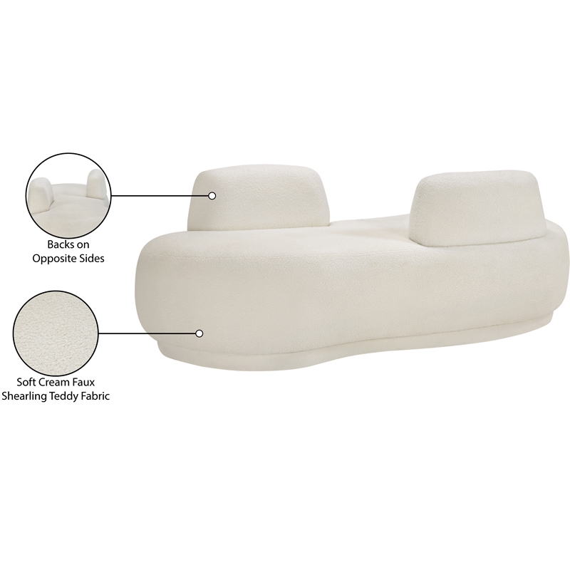 Meridian Furniture Argyle Cream Teddy Fabric Chaise/Loveseat