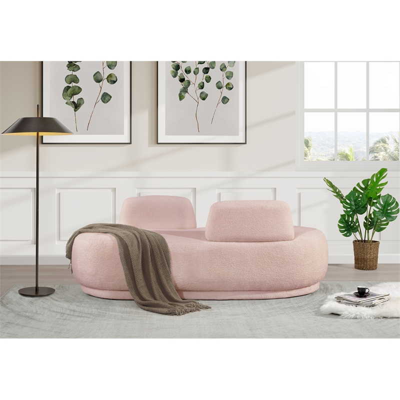 Meridian Furniture Argyle Pink Teddy Fabric Chaise/Loveseat