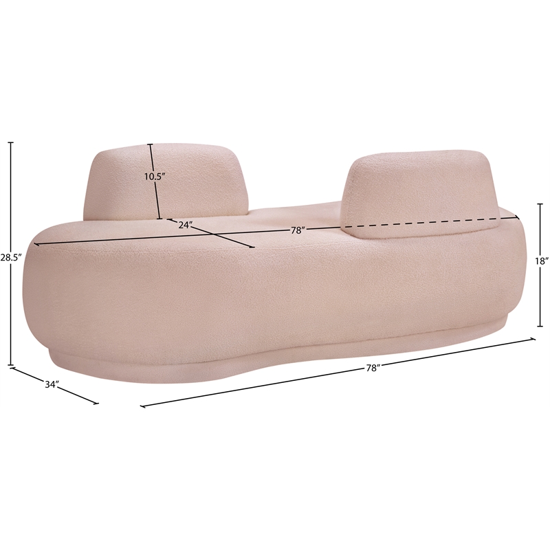 Meridian Furniture Argyle Pink Teddy Fabric Chaise/Loveseat