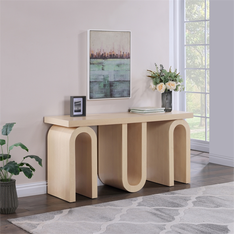 meridian furniture westbourne natural oak veneer console table