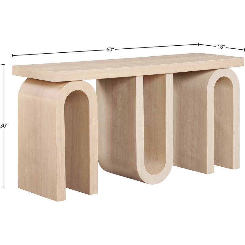 meridian furniture westbourne natural oak veneer console table