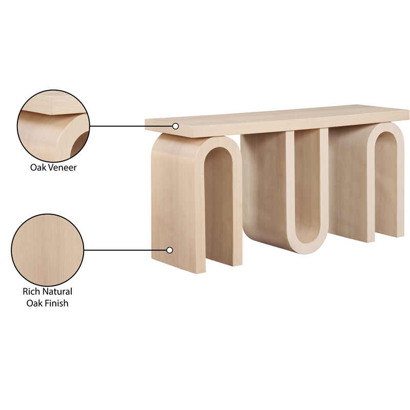 meridian furniture westbourne natural oak veneer console table