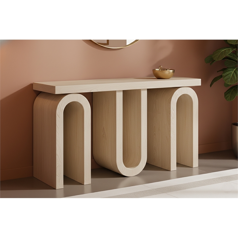 meridian furniture westbourne natural oak veneer console table