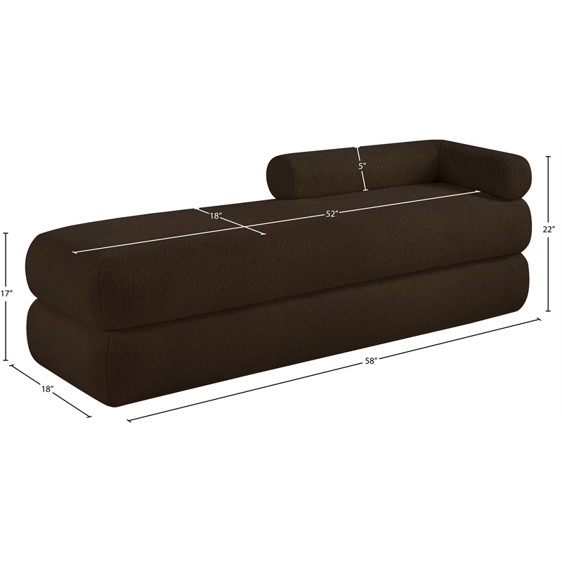 Meridian Furniture Kennedy Brown Faux Shearling Teddy Fabric Bench