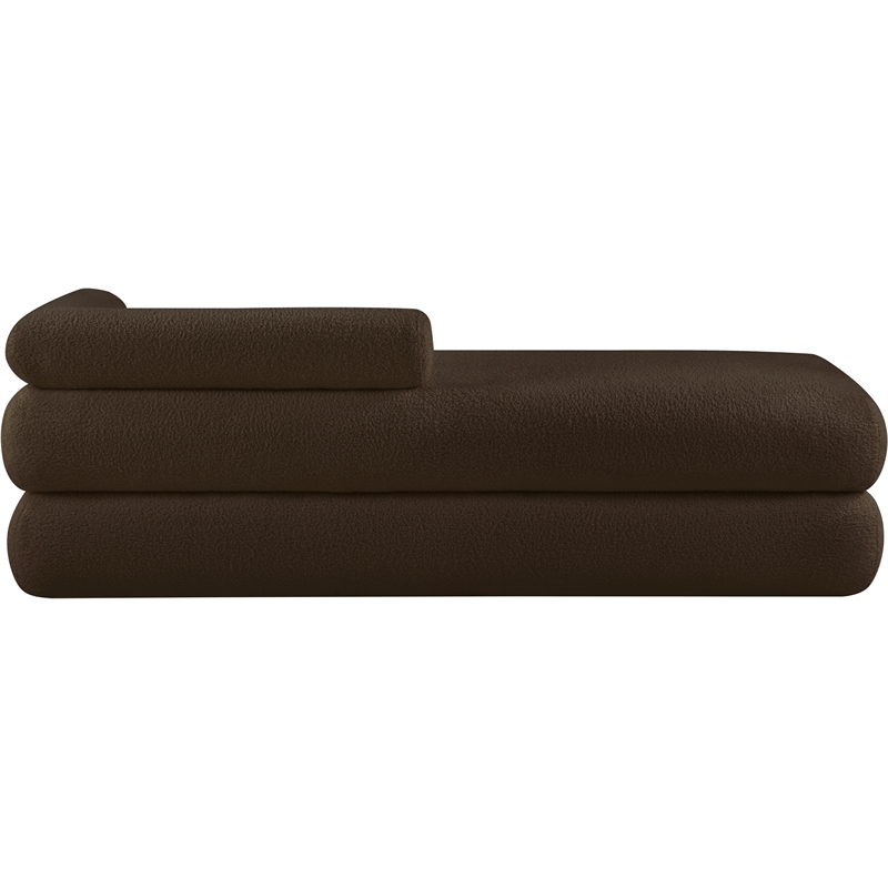 Meridian Furniture Kennedy Brown Faux Shearling Teddy Fabric Bench