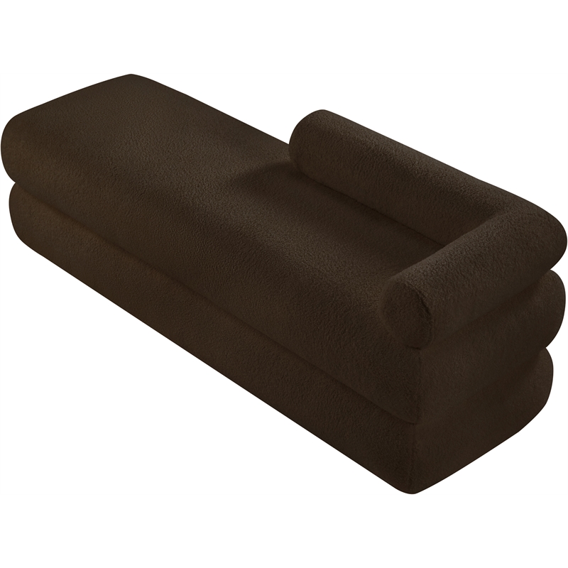 Meridian Furniture Kennedy Brown Faux Shearling Teddy Fabric Bench