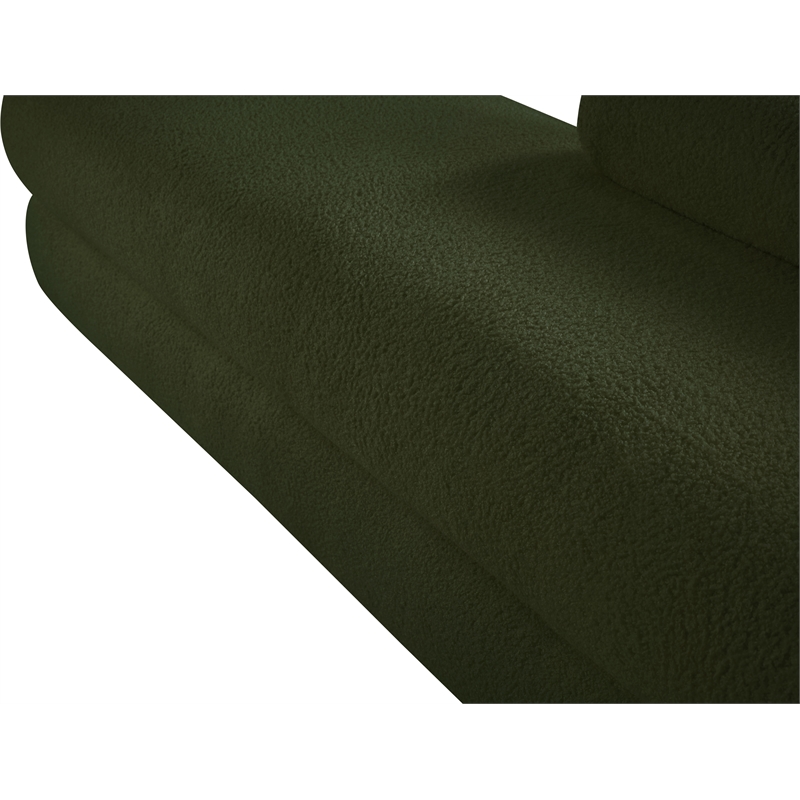 Meridian Furniture Kennedy Green Faux Shearling Teddy Fabric Bench