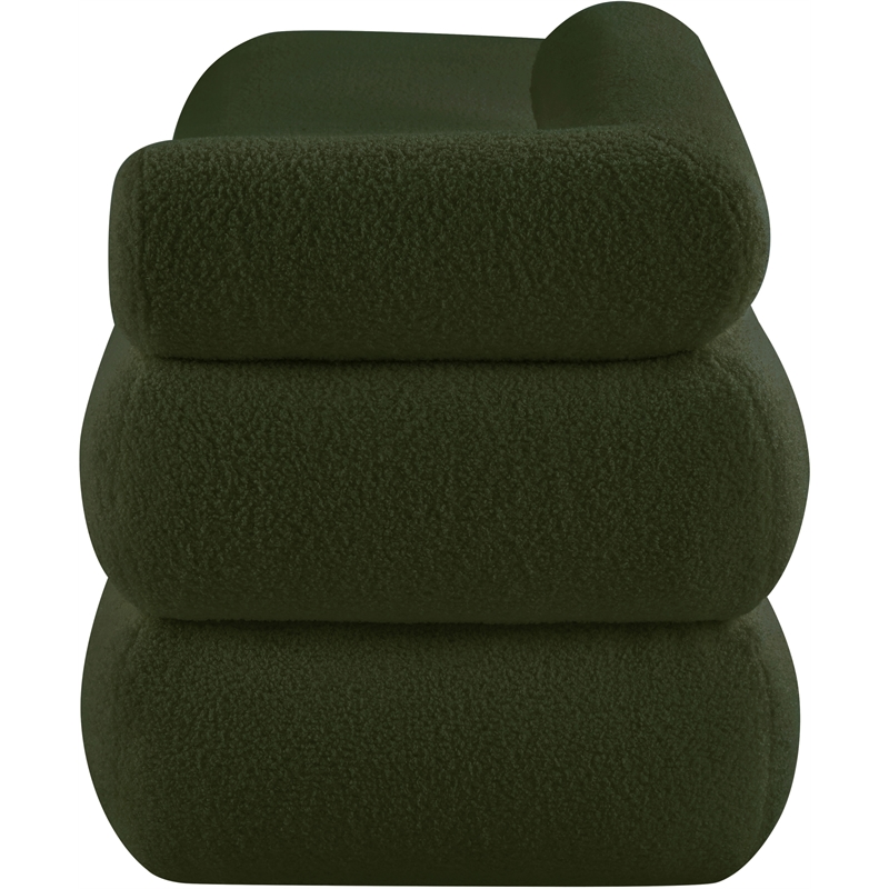 Meridian Furniture Kennedy Green Faux Shearling Teddy Fabric Bench