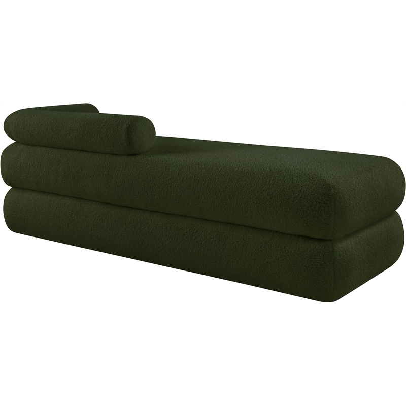 Meridian Furniture Kennedy Green Faux Shearling Teddy Fabric Bench