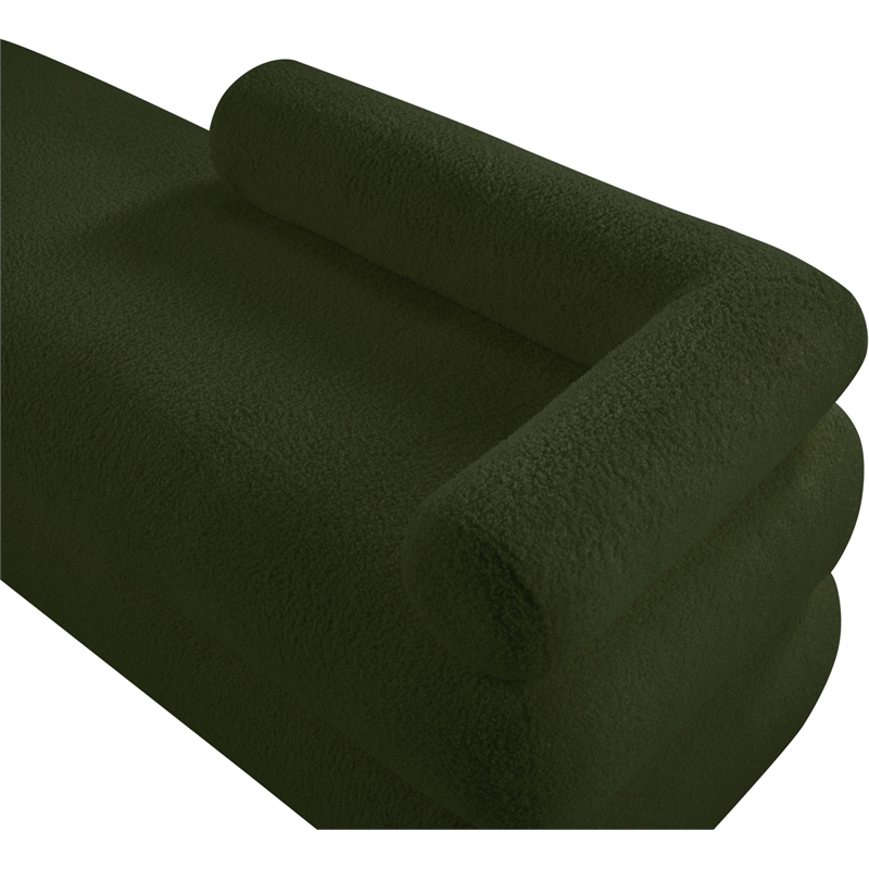 Meridian Furniture Kennedy Green Faux Shearling Teddy Fabric Bench