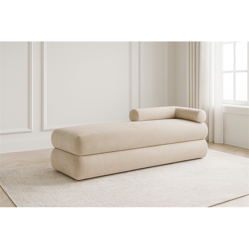 Meridian Furniture Kennedy Beige Chenille Fabric Bench