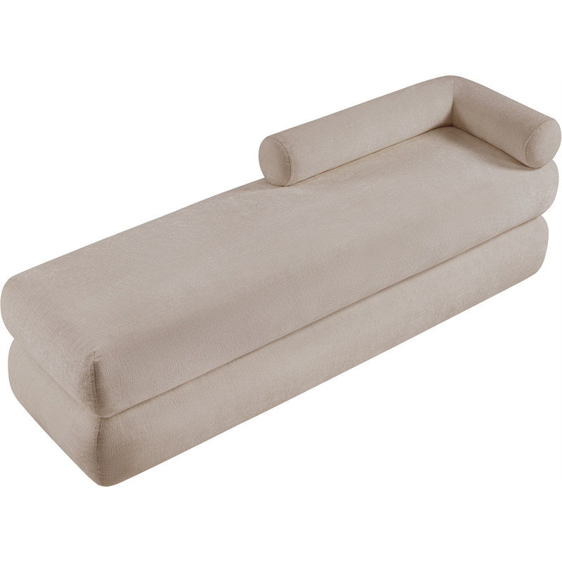 Meridian Furniture Kennedy Beige Chenille Fabric Bench