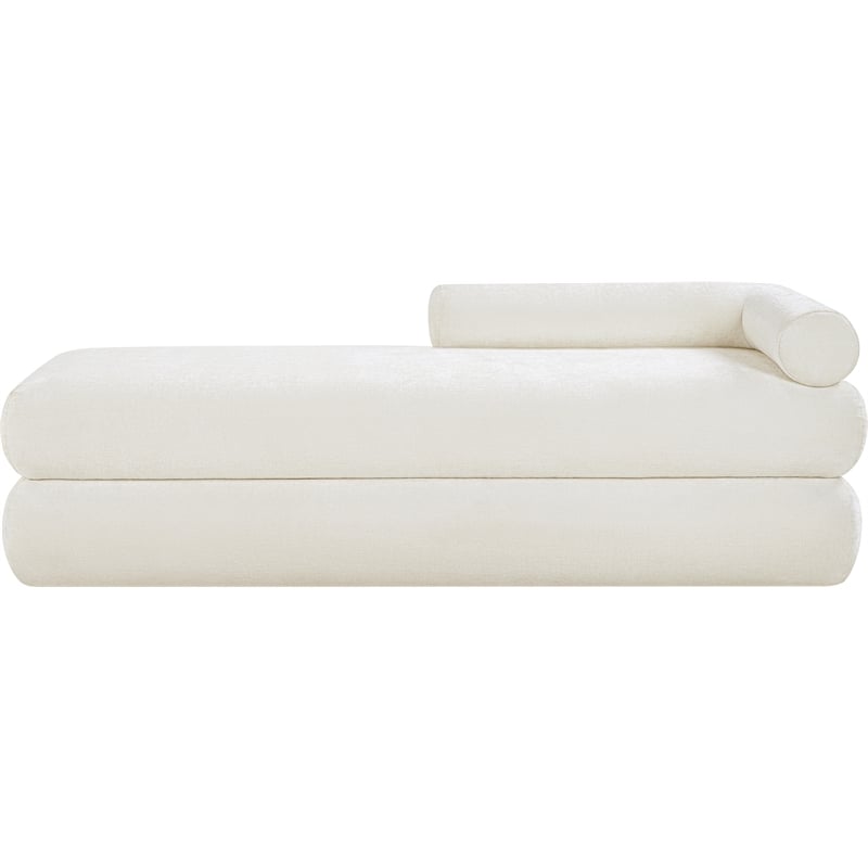 Meridian Furniture Kennedy Cream Chenille Fabric Bench