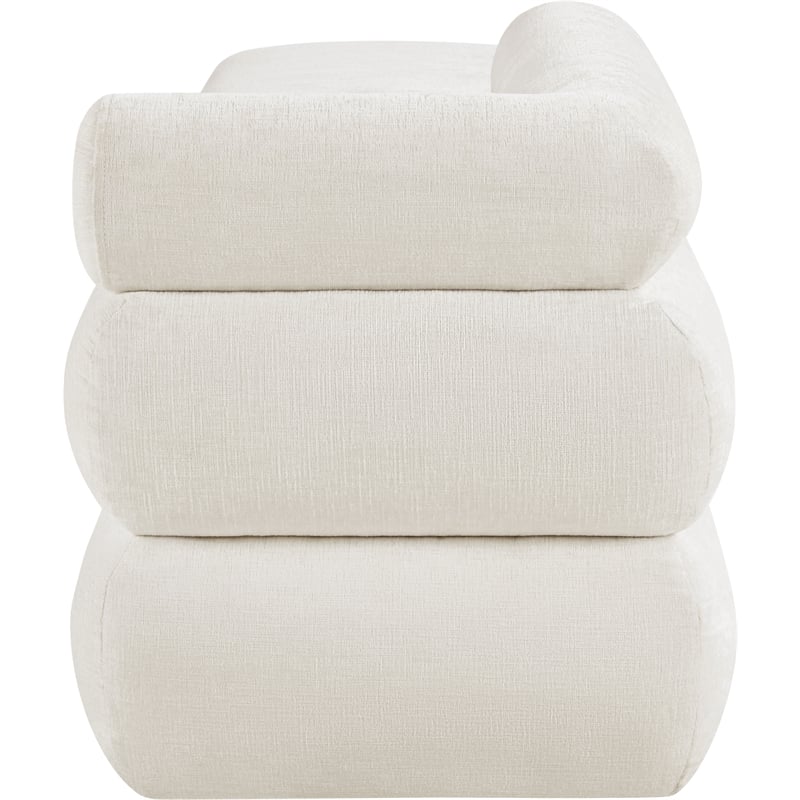 Meridian Furniture Kennedy Cream Chenille Fabric Bench