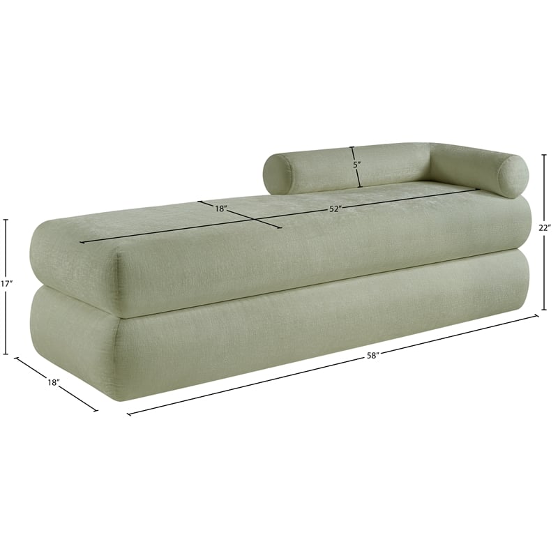 Meridian Furniture Kennedy Mint Chenille Fabric Bench