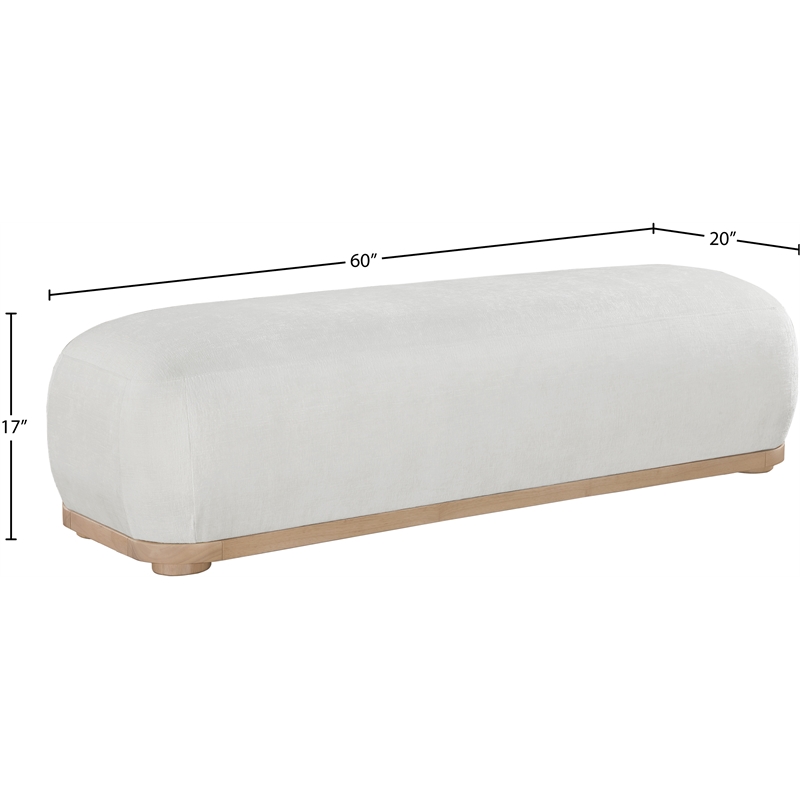 Meridian Furniture Calum Cream Chenille Fabric Bench