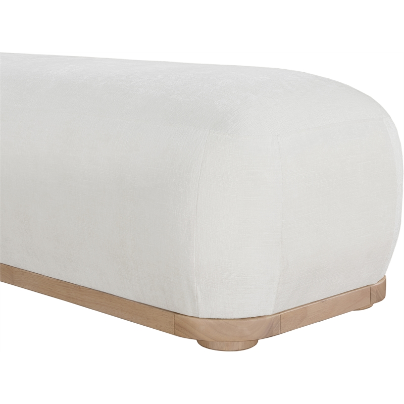 Meridian Furniture Calum Cream Chenille Fabric Bench