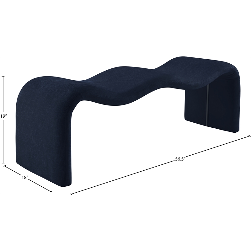 Meridian Furniture Willow Navy Chenille Fabric Bench