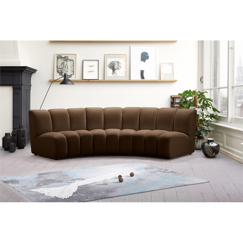Meridian Furniture Infinity Brown Velvet 3pc. Modular Sectional