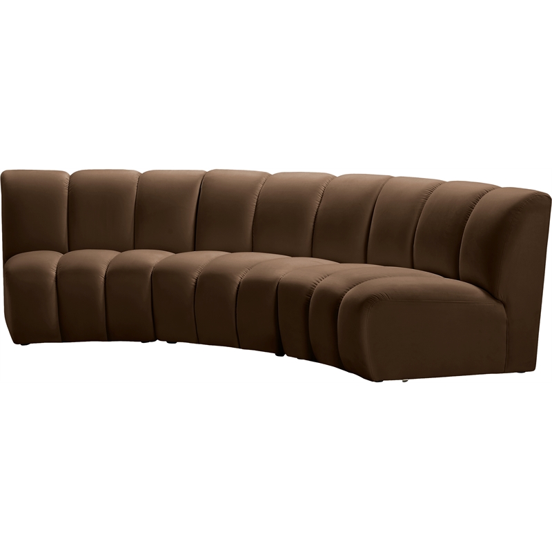 Meridian Furniture Infinity Brown Velvet 3pc. Modular Sectional
