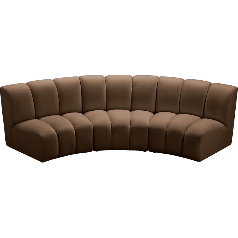 Meridian Furniture Infinity Brown Velvet 3pc. Modular Sectional