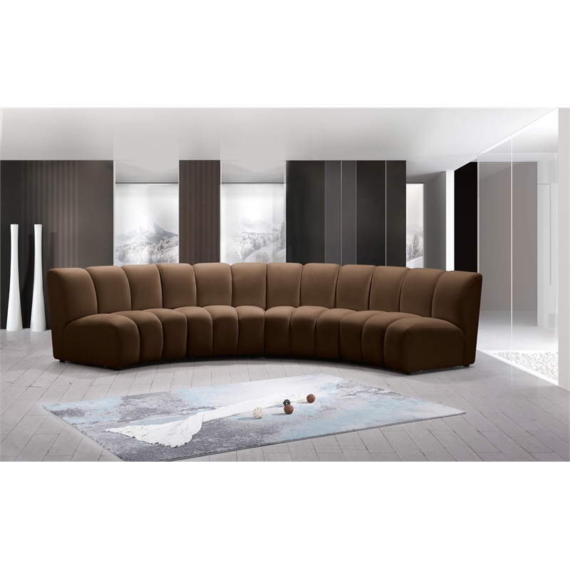 Meridian Furniture Infinity Brown Velvet 4pc. Modular Sectional