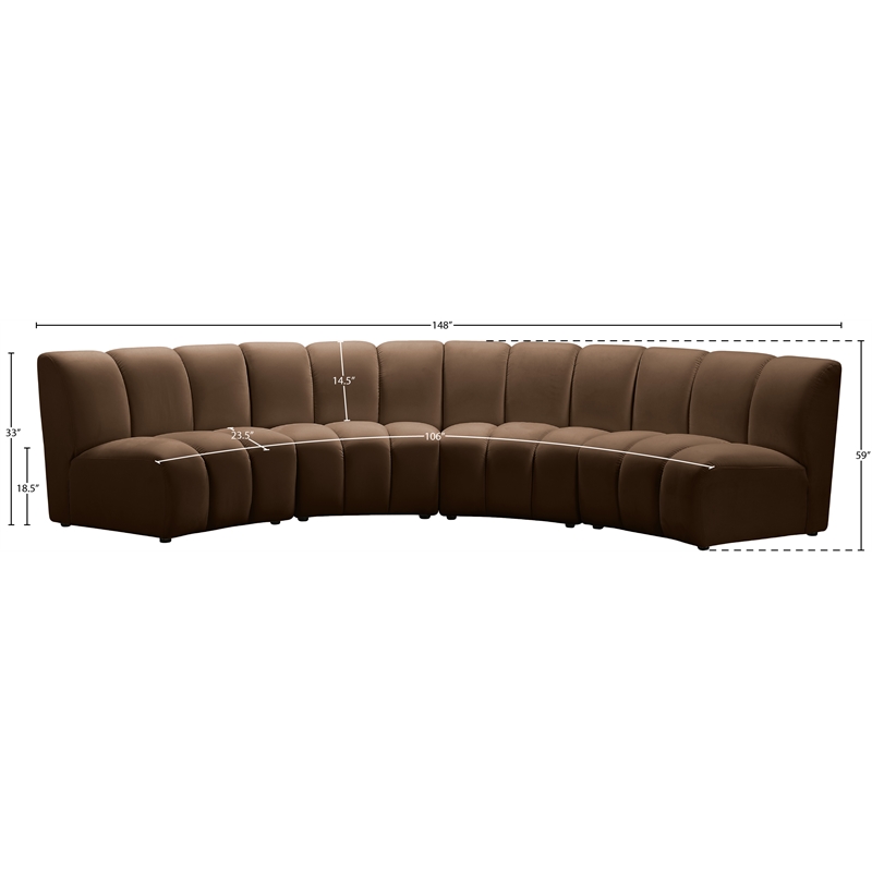 Meridian Furniture Infinity Brown Velvet 4pc. Modular Sectional