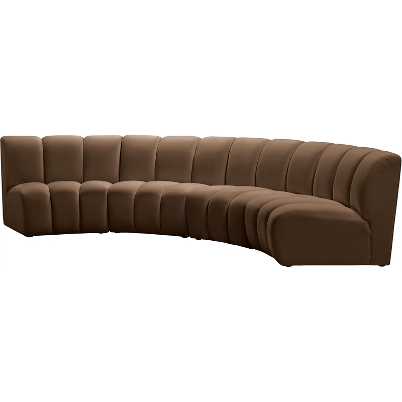 Meridian Furniture Infinity Brown Velvet 4pc. Modular Sectional