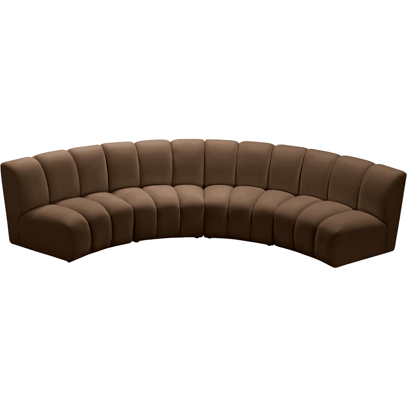 Meridian Furniture Infinity Brown Velvet 4pc. Modular Sectional