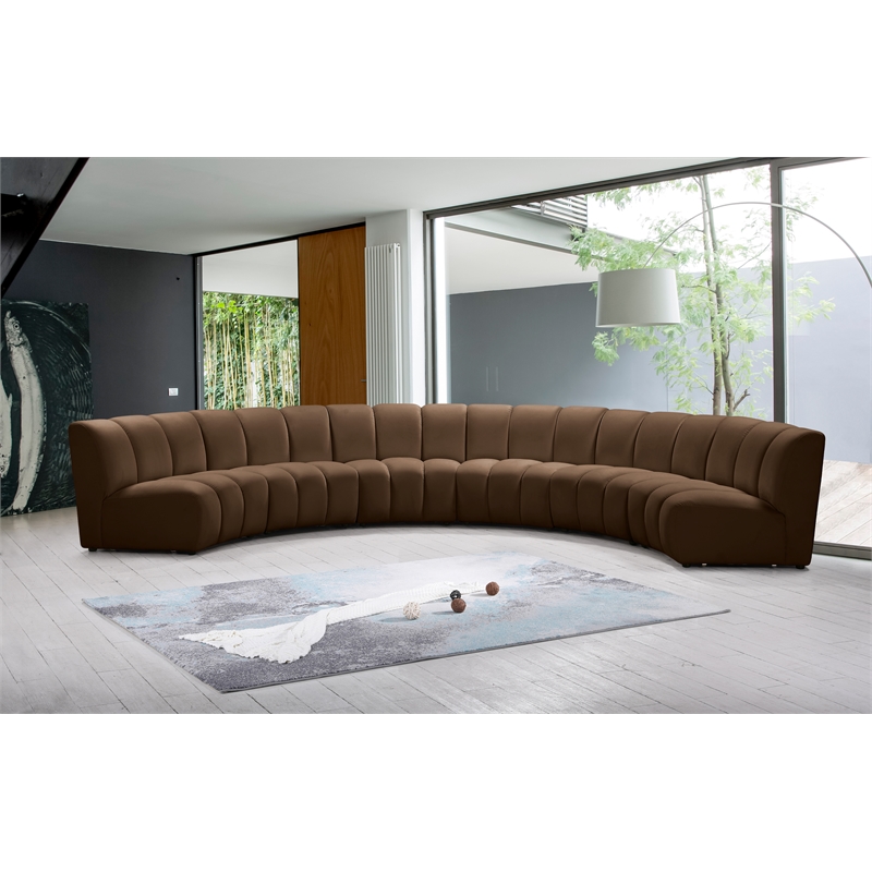 Meridian Furniture Infinity Brown Velvet 6pc. Modular Sectional