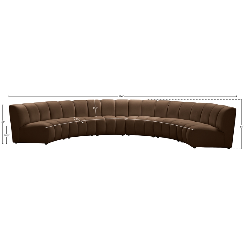 Meridian Furniture Infinity Brown Velvet 6pc. Modular Sectional