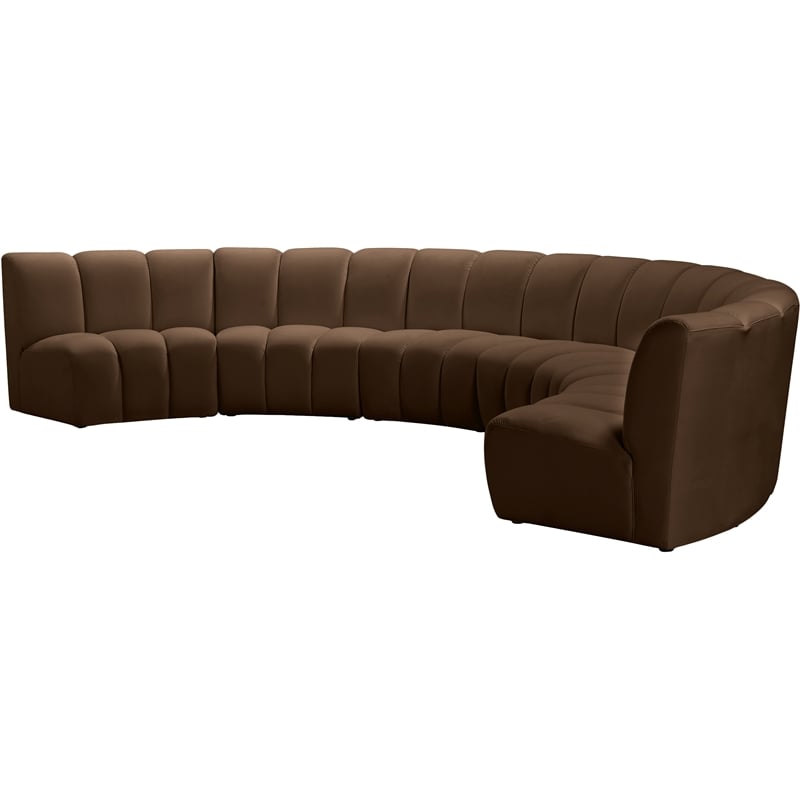 Meridian Furniture Infinity Brown Velvet 6pc. Modular Sectional