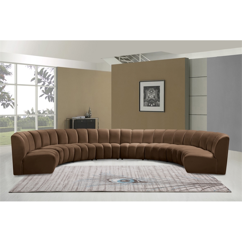 Meridian Furniture Infinity Brown Velvet 8pc. Modular Sectional