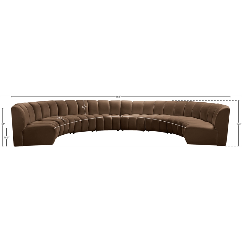 Meridian Furniture Infinity Brown Velvet 8pc. Modular Sectional