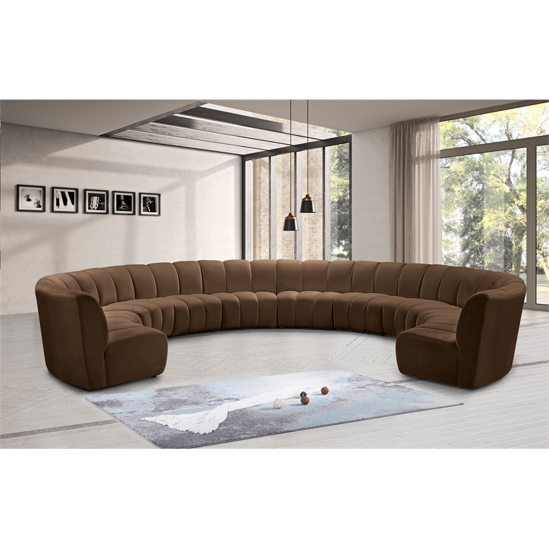 Meridian Furniture Infinity Brown Velvet 10pc. Modular Sectional